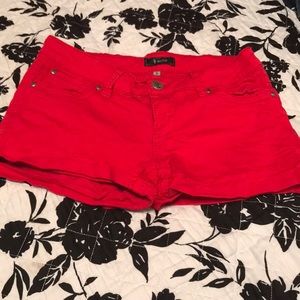 Bright red jean shorts